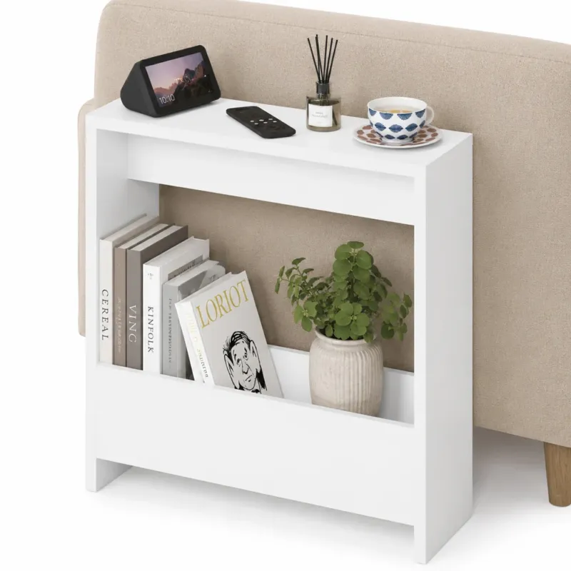 Tavolino Laterale Divano Bianco Tavolo Salvaspazio Multifunzione 55x20x60cm Compra Adesso