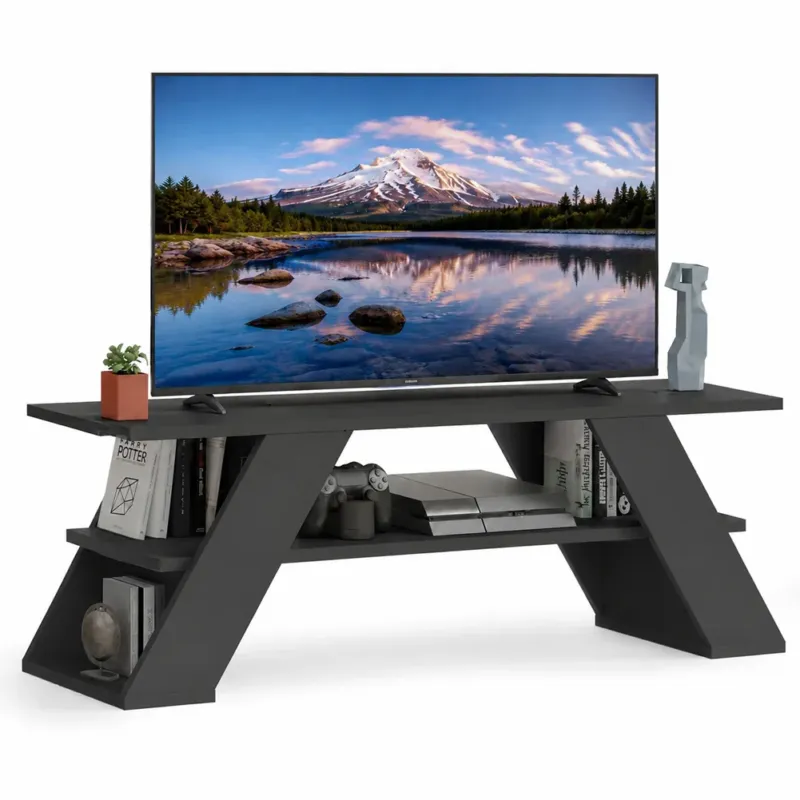 Offerta Del Giorno Mobile Porta Tv Moderno da Soggiorno Antracite in Legno Resistente 120x33.5x40cm
