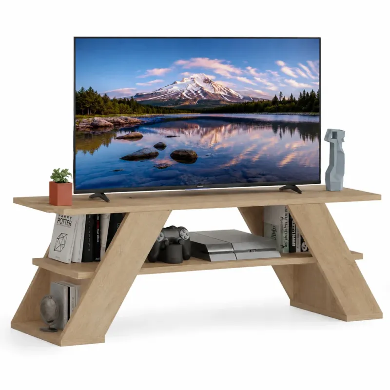 Mobile Porta Tv Moderno per Soggiorno Quercia in Legno Resistente 120x33.5x40cm Ordina Subito
