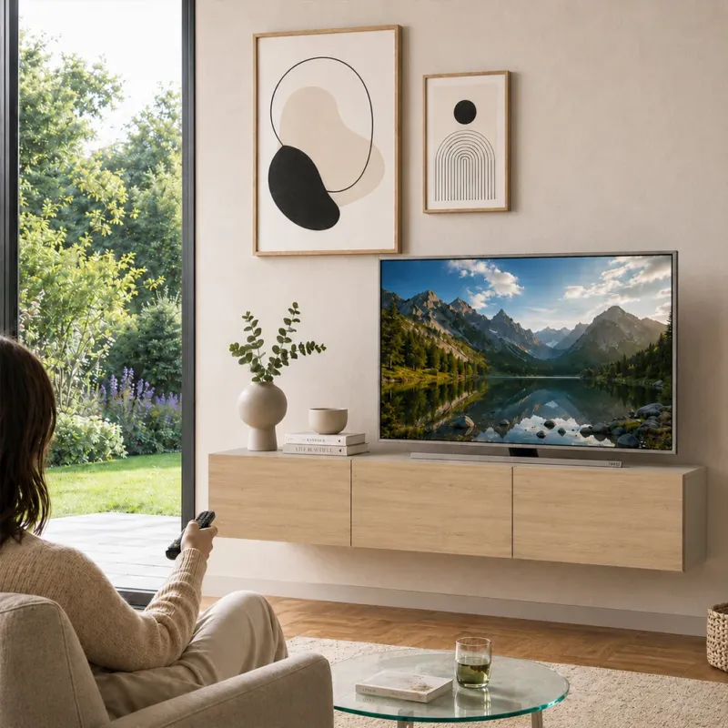 Mobile TV sospeso 180x30cm FRANCY Quercia e Sabbia 3 Ante a Ribalta Parete Saldi