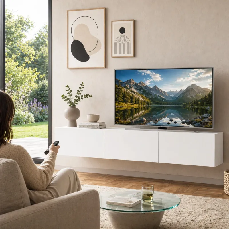 Ordina Subito Mobile TV sospeso 180 x 30 cm FRANCY Bianco con 3 Ante a ribalta Porta TV parete
