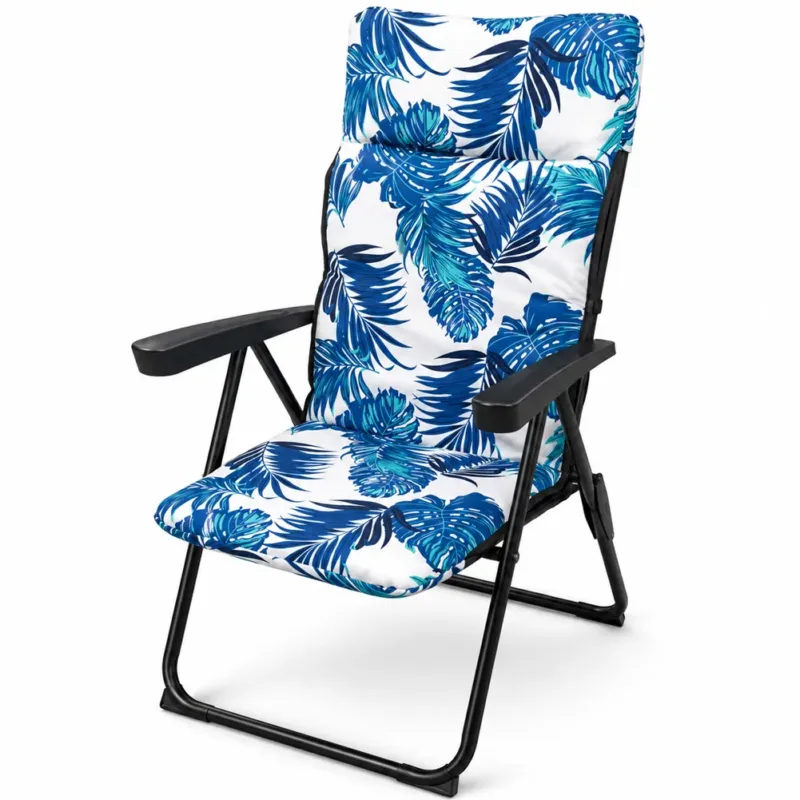 Subito Disponibile Sedia Sdraio Relax Cuscino Struttura Pieghevole Design Floreale 68x58x45/108cm