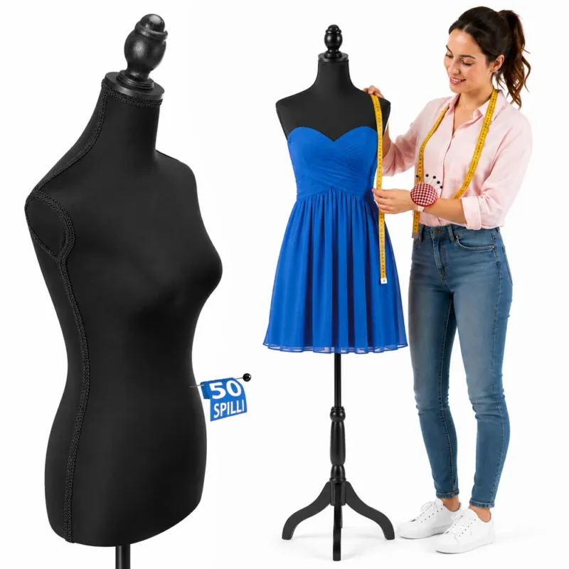 Manichino Sartoriale Femminile con 50 Spilli Modello Total Black Sartoria Donna Spedito Oggi