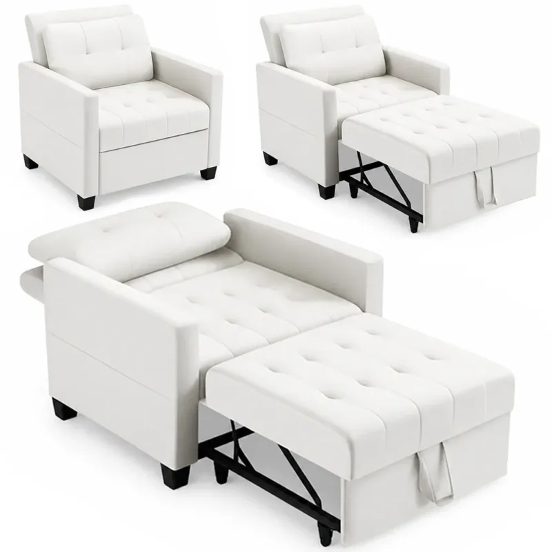 Poltrona Divano Letto Singolo Chaise Lounge Beige Seduta Imbottita Ergonomica Ordina Subito