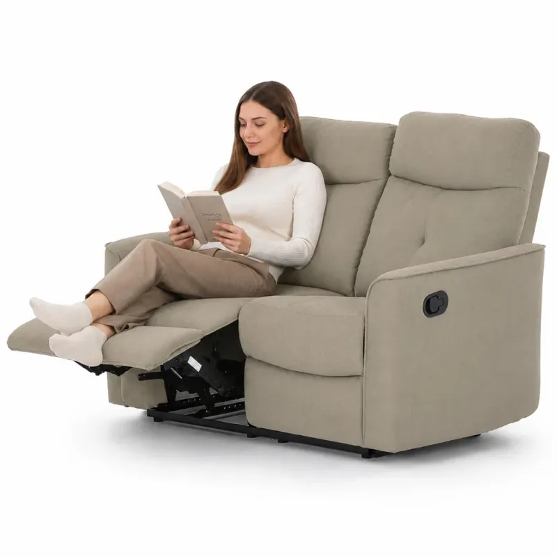 Divano 2 Posti Recliner Manuale Poltrona Reclinabile 2 Posti Tortora 132x96x103cm Vendita Finale