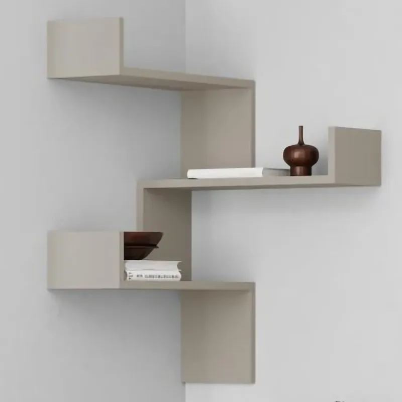 Mensola Scaffale Angolare da Parete 3 Piani Salvaspazio Sabbia 60 x 22 x 90H cm Professionale