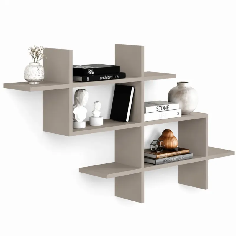 Prezzo Ridotto Mensola Libreria 3 Ripiani Geometrica Salvaspazio 150x82x22 cm Grigio Chiaro