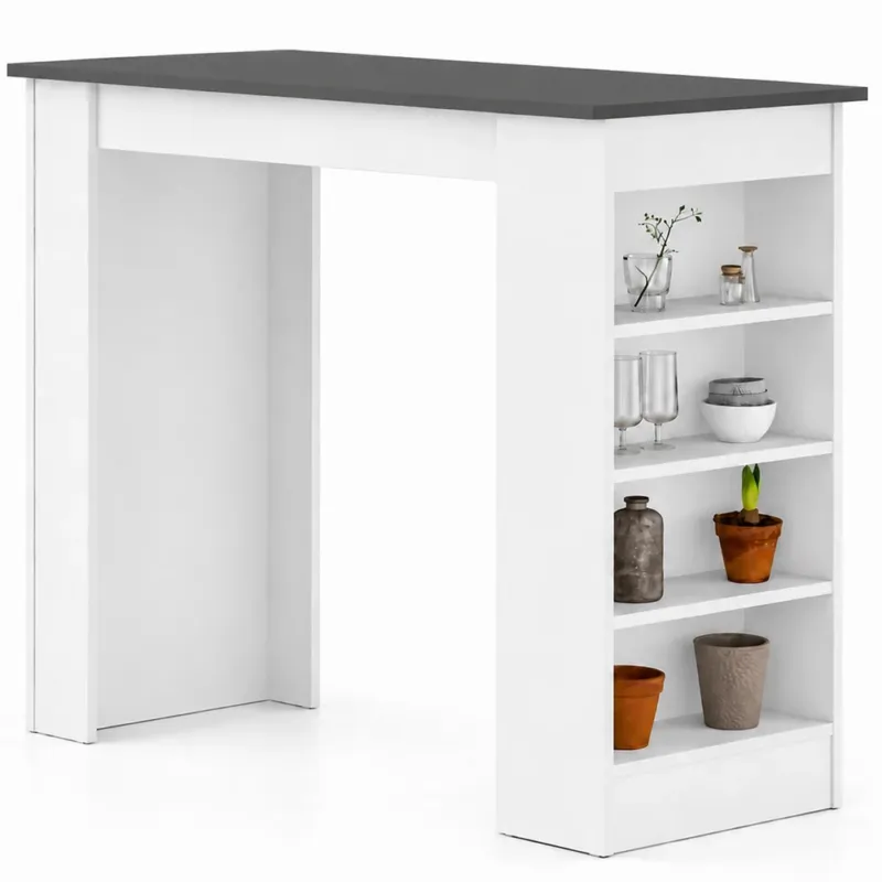Tavolo da Bar con 4 Ripiani e Portaoggetti Bianco e Antracite 117x54x102 cm Direttamente Dal Produttore