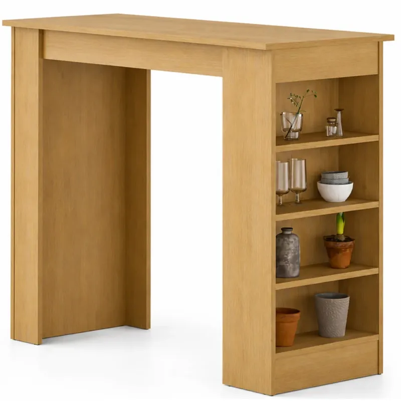 Solo Oggi Tavolo da Bar con 4 Ripiani e Portaoggetti Quercia Salvaspazio 117x54x102 cm