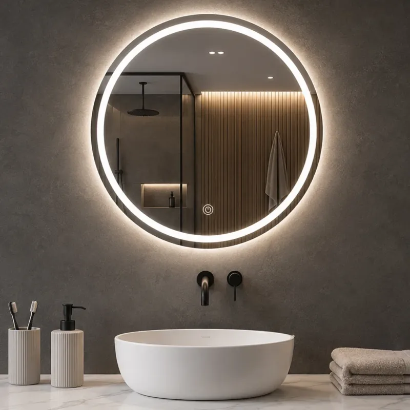 Specchio Tondo Diametro 60 cm con Led a 3 Colori Dimmerabile Accensione Touch Promozione Esclusiva