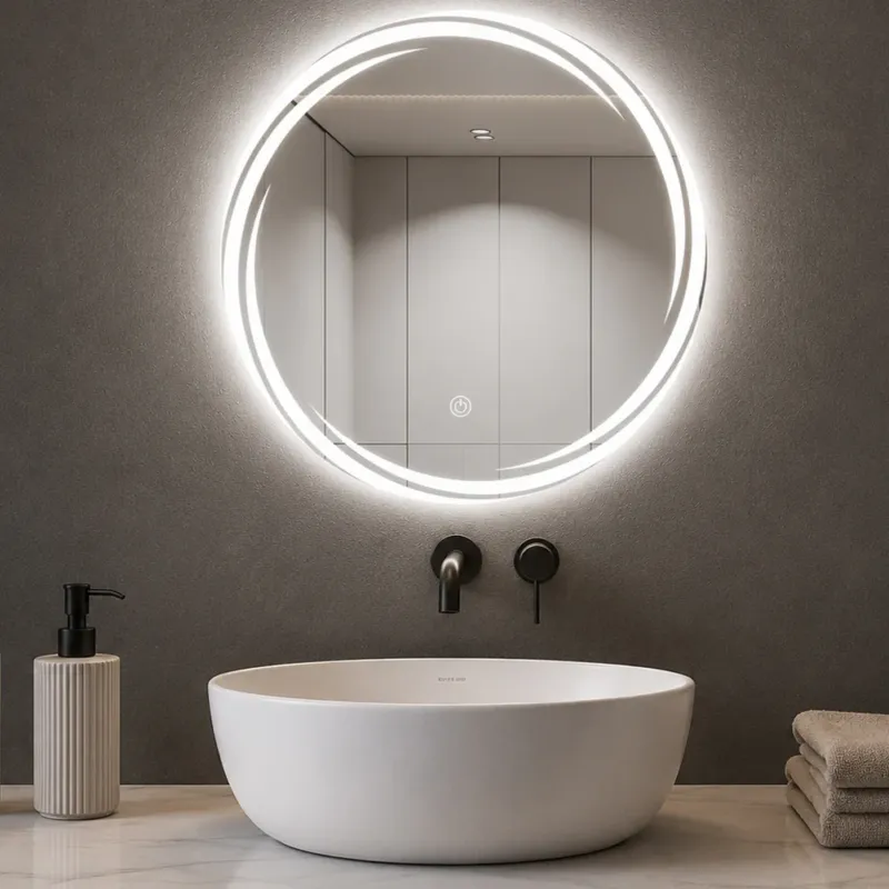 Specchio Tondo Spirale Diametro 60cm Led a 3 Colori Dimmerabile Accensione Touch Solo Oggi