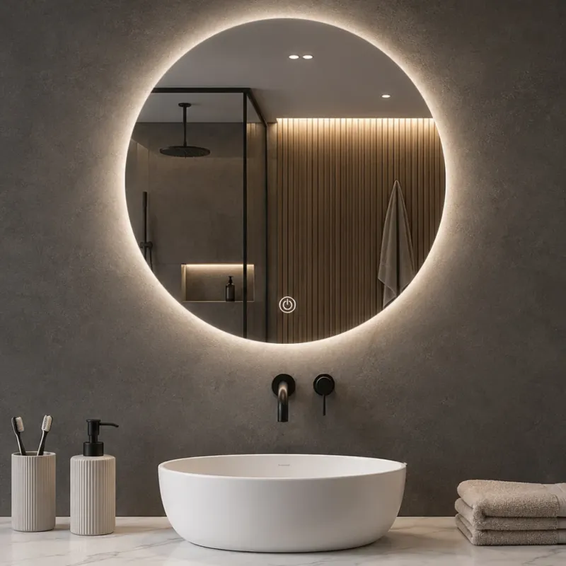 Specchio Tondo Diametro 60cm Led a 3 Colori Decorazione Interni Accensione Touch Promozione Esclusiva