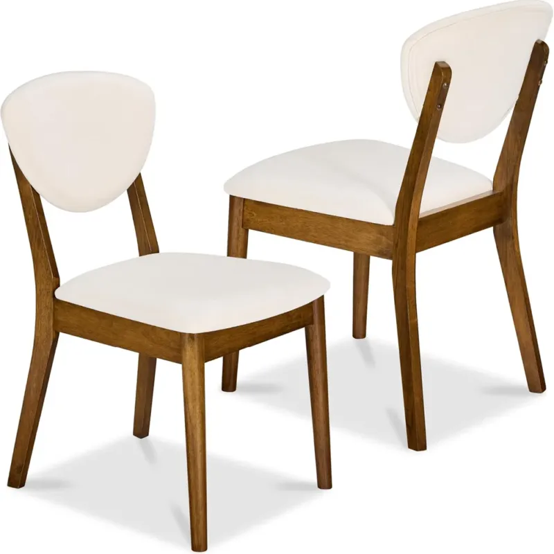 Set 2 Sedie da Pranzo in Legno Scuro Rivestimento in Tessuto Crema 52x47x84 cm Soddisfatti O Rimborsati