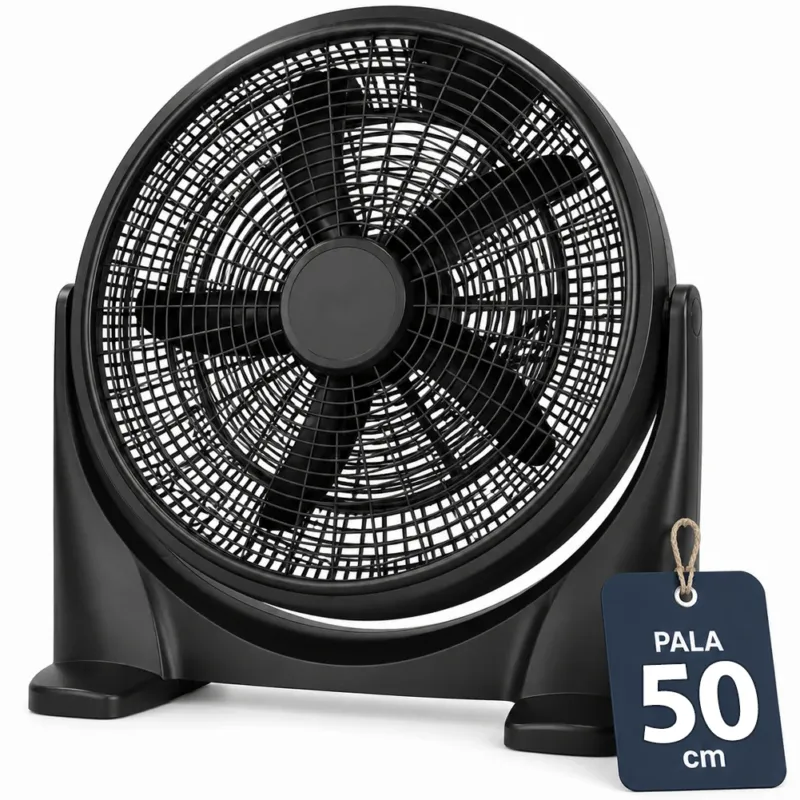 Prezzo Basso Ventilatore da Pavimento 51 cm Nero Pala 50 cm Base Anti Ribaltamento 3 Velocità