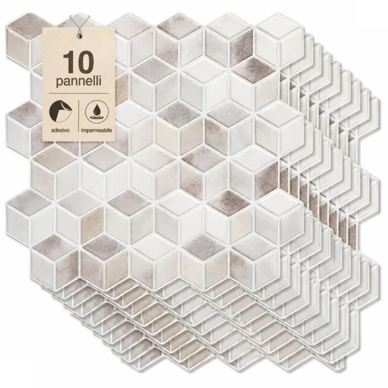 Set 10 Pannelli Adesivi Piastrelle per Muro Parete 30.5cm Decorazione Geometrica Più Venduto