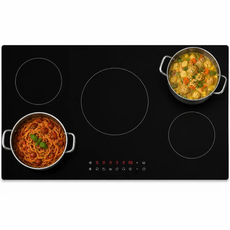 Pagamento Sicuro Piano Cottura a Induzione 75 cm in Vetroceramica Nero Controllo Touch 5 Fornelli
