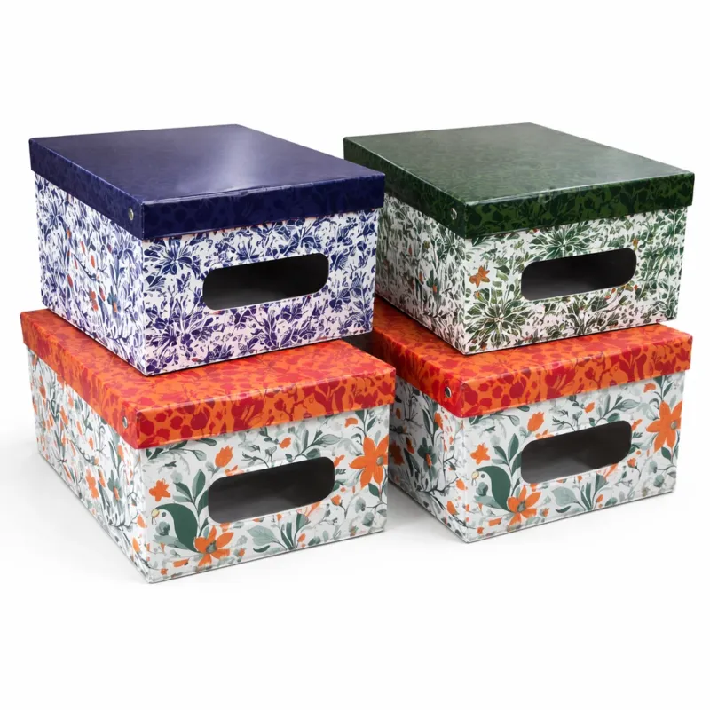 Promozione Esclusiva Kit 4pz Scatole Box Sistemazione Armadio in PVC Pieghevole 50x39 H24cm Col.Ass