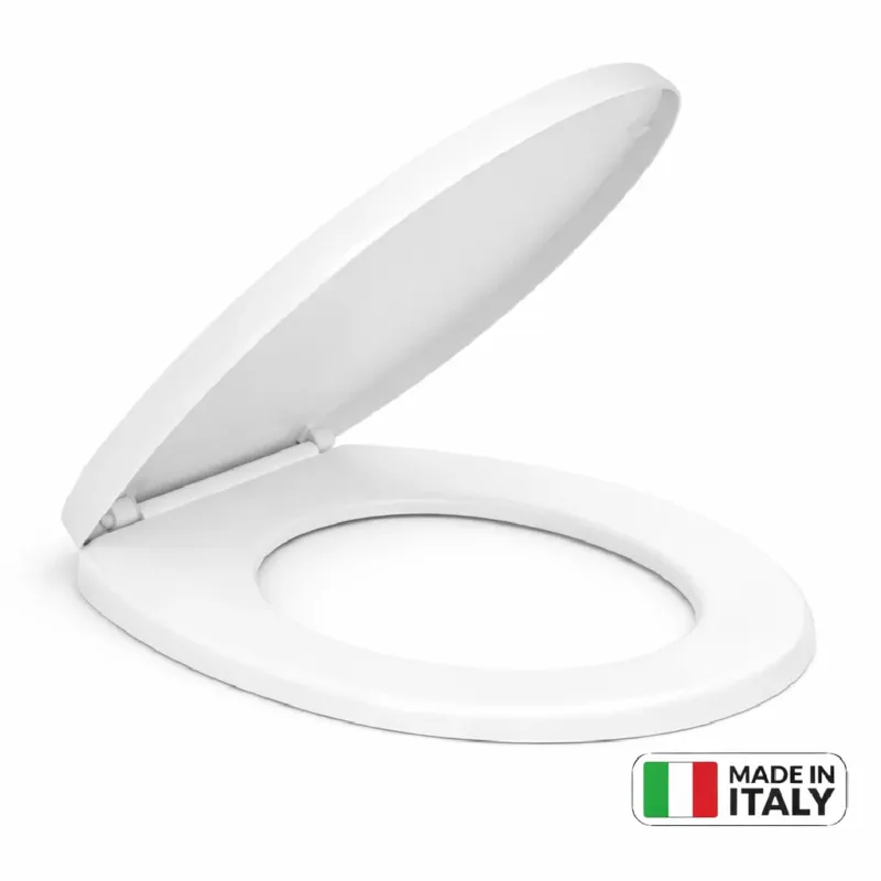Copri Water Universale Sedile WC in PP Bianco 1200gr Cerniere Regolabili forma D Economico