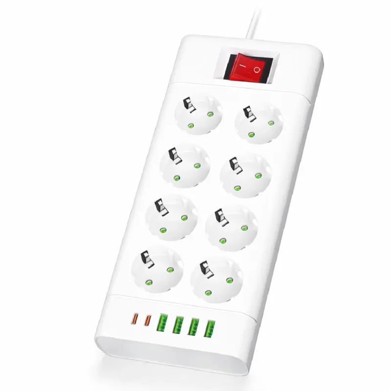 Ciabatta Multifunzione 8 Prese Schuko 5 USB 2500W con Interruttore Protezione IPX0 Prezzo Scontato