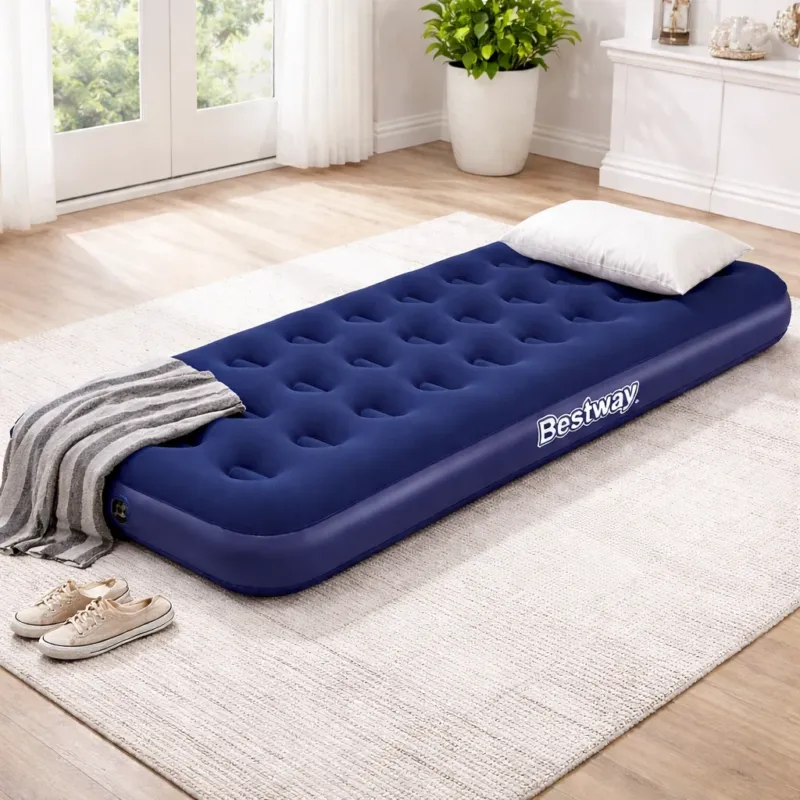 Compra Oggi Stesso Materassino Gonfiabile Singolo Blu Floccato 185x76x22 Campeggio Mare Casa