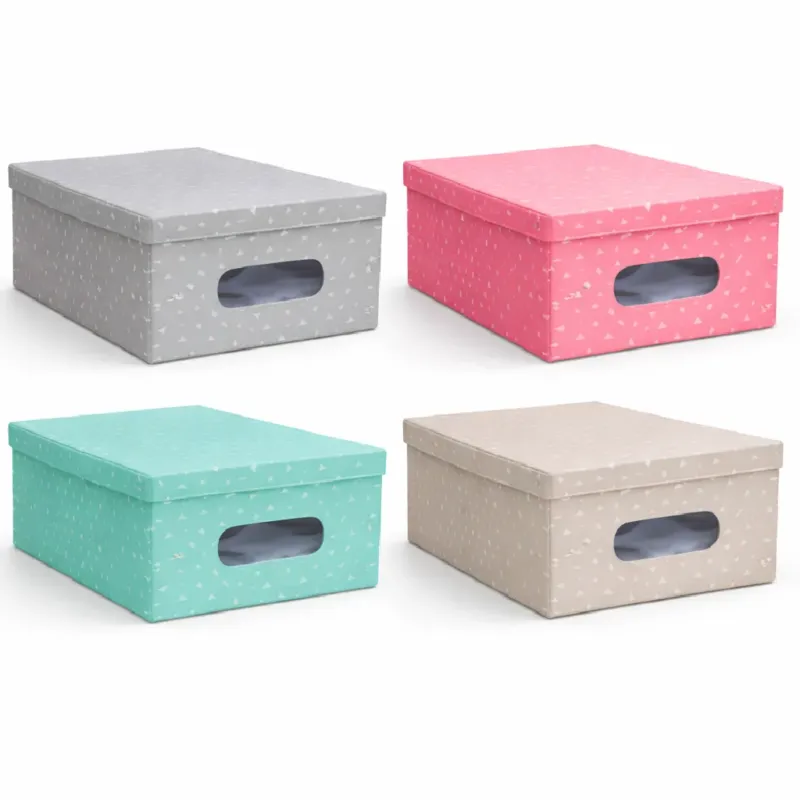 Affare Kit 4pz Scatole Box Sistemazione Armadio in PVC Pieghevole 50x39 H24cm Col.Ass