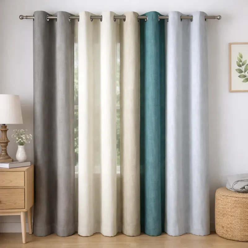 Tenda Oscurante 140x290cm con Anelli Cromo Tessuto Morbido Moderno Verde Novità