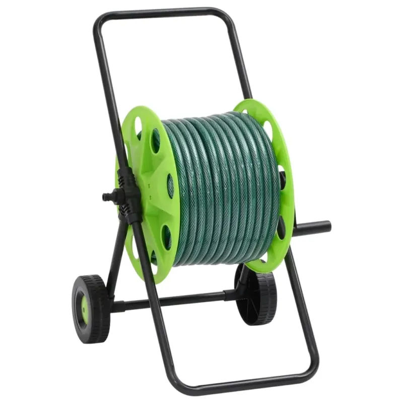 Carrello Avvolgitubo Verde con Set Raccordi Tubo 0,75" 20 m PVC Ultime Pezzi