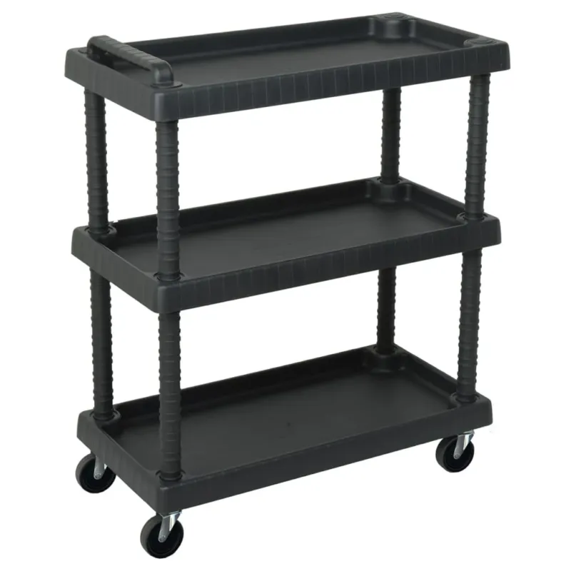 Carrello Attrezzi da Officina a 3 Livelli Nero 75x37,5x92 cm PP Scelto Dai Clienti