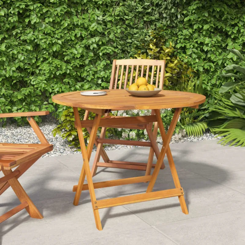 Tavolo da Giardino Pieghevole Ø 90x75 cm Legno Massello Acacia Bestseller