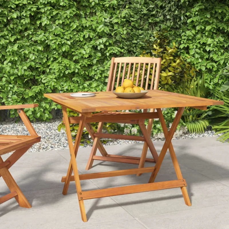 Direttamente Dal Produttore Tavolo da Giardino Pieghevole 90x90x75 cm Legno Massello Acacia