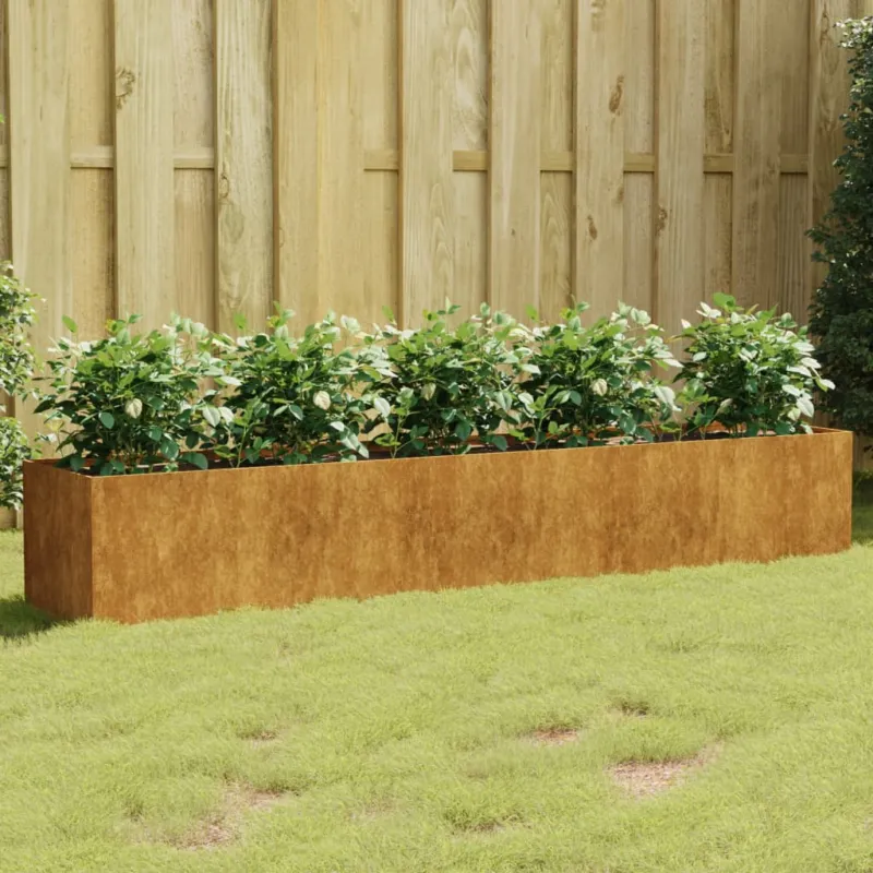 Reso Gratuito Fioriera Rialzata da Giardino 200x40x40 cm in Acciaio Corten