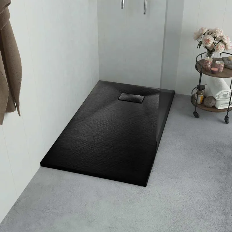 Offerta Piatto Doccia 90x70 cm in SMC Nero Effetto Ardesia Antiscivolo e Resistente