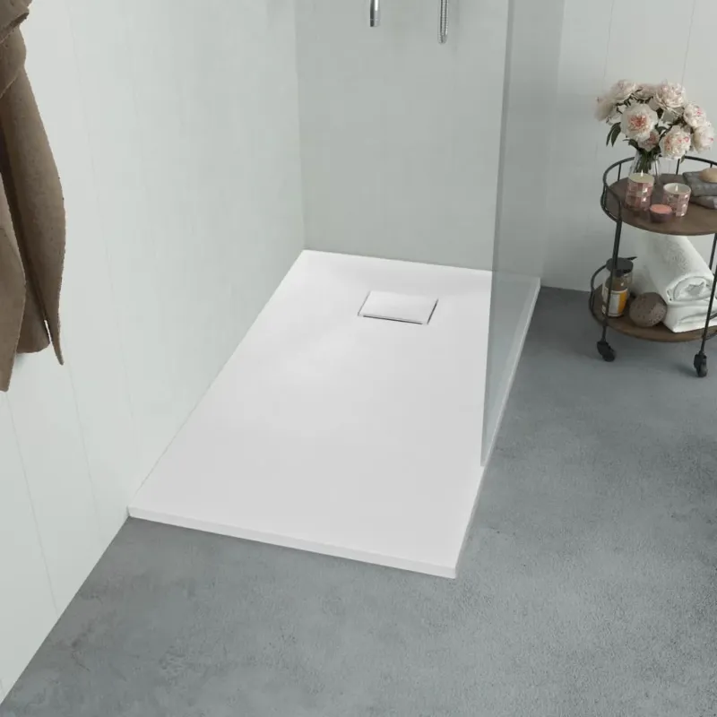 Prezzo Ridotto Piatto Doccia 120x70 cm in SMC Bianco Effetto Ardesia Antiscivolo e Resistente