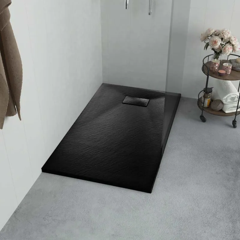 Bestseller Piatto Doccia 100x80 cm in SMC Nero Effetto Ardesia Antiscivolo e Resistente