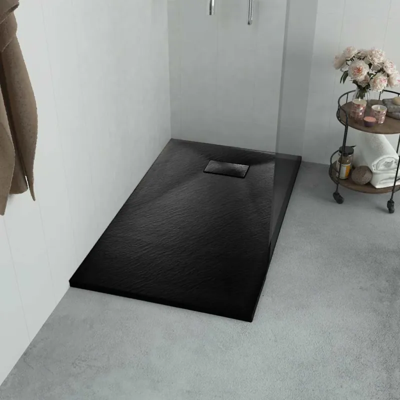 Quantità Limitata Piatto Doccia 100x70 cm in SMC Nero Effetto Ardesia Antiscivolo e Resistente