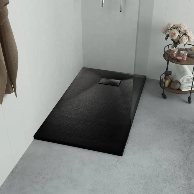 Occasione Imperdibile Piatto Doccia 120x70 cm in SMC Nero Effetto Ardesia Antiscivolo e Resistente