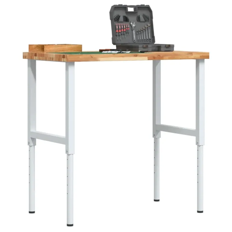 Banco da Lavoro 100x60 cm in Acacia Massello Regolabile in Altezza con Metallo Nuova Collezione