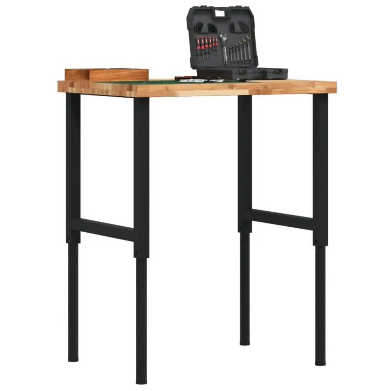 Occasione Banco da Lavoro 80x60 cm in Acacia Massello 4 cm Altezza Regolabile 73-99,5 cm