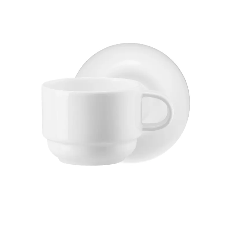 Arthur Krupp Neve Bone China Set 6 Tazzine Impilabili Caffè Espresso Con Piattino Spedito Oggi