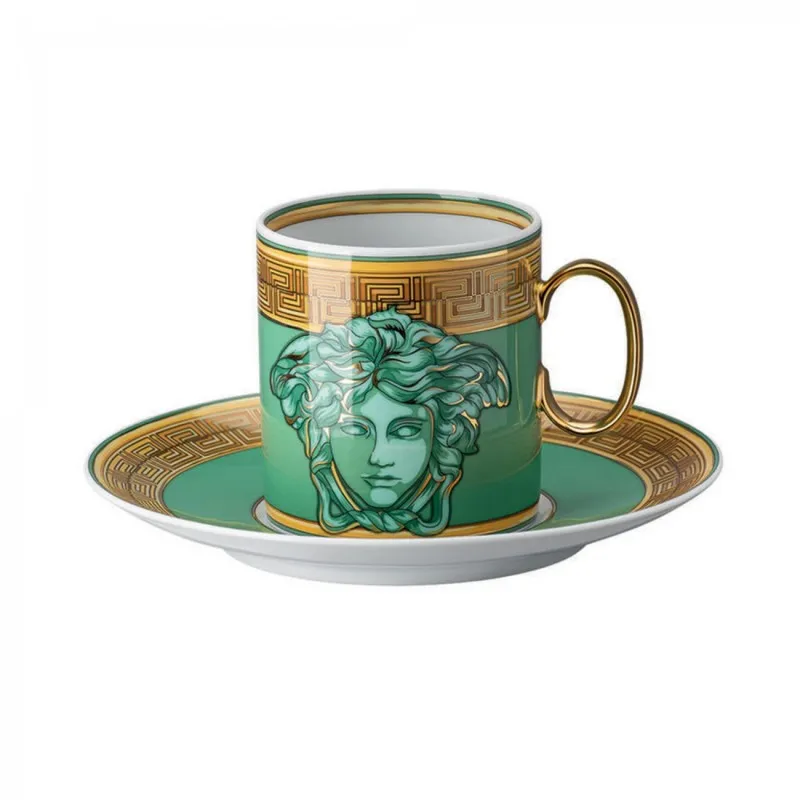 Versace Rosenthal Tazza Caffè Con Piattino Medusa Amplified Green Coin Prezzo Ridotto