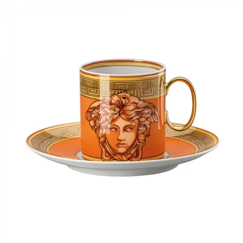 Versace Rosenthal Tazza Caffè Con Piattino Medusa Amplified Orange Coin Quantità Limitata