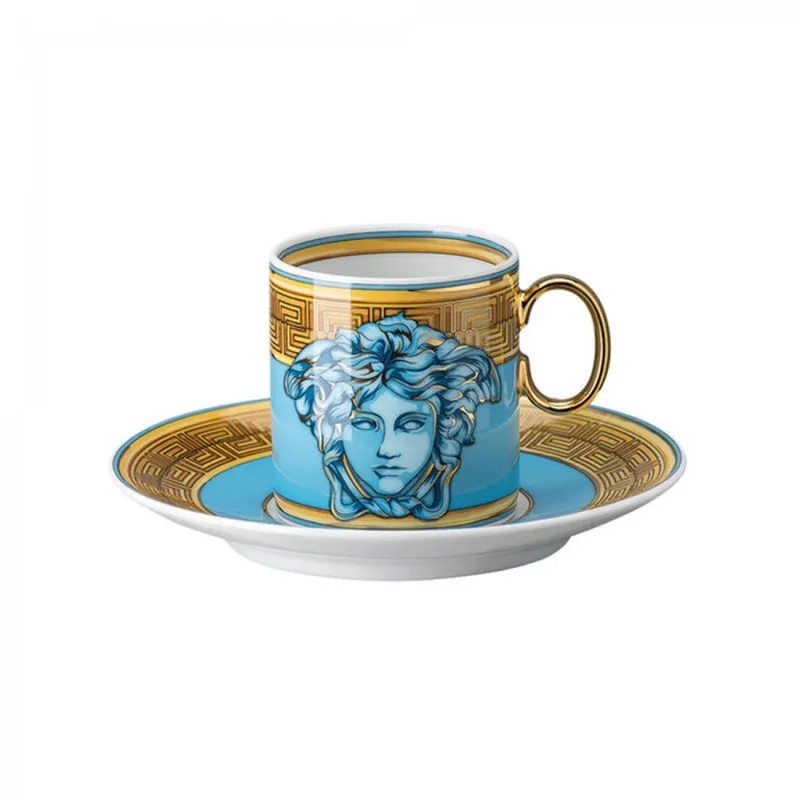 Versace Rosenthal Tazza Espresso Con Piattino Medusa Amplified Blue Coin Prezzo Scontato