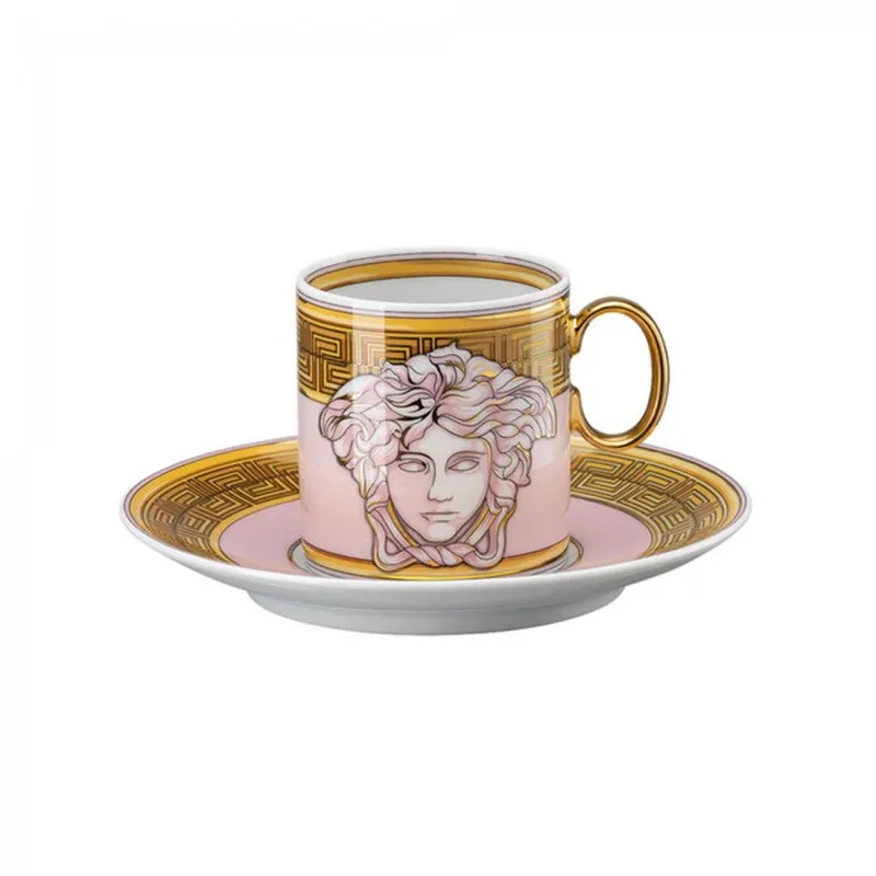 Subito Disponibile Versace Rosenthal Tazza Espresso Con Piattino Medusa Amplified Pink Coin