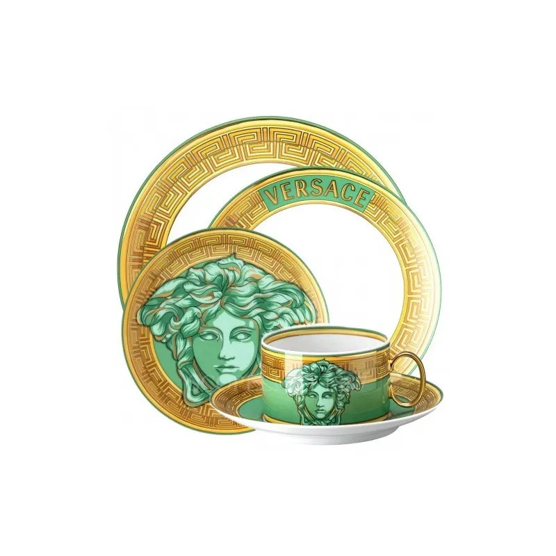 Prezzo Basso Versace Rosenthal Medusa Amplified Green Coin Posto Tavola 5 Pz