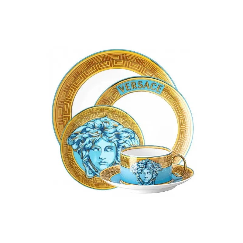 Scelto Dai Clienti Versace Rosenthal Medusa Amplified Blue Coin Posto Tavola 5 Pz