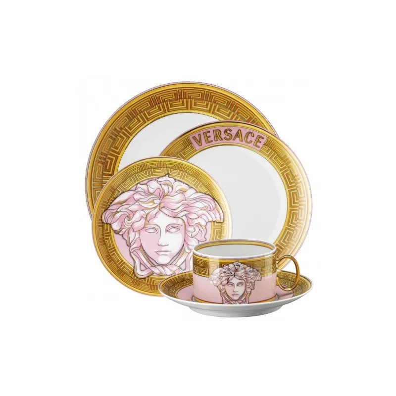 Nuovo Arrivo Versace Rosenthal Medusa Amplified Pink Coin Posto Tavola 5 Pz