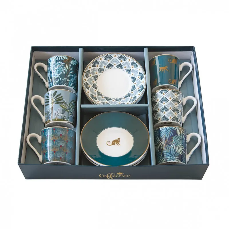 Offerta Limitata Easy Life Coffee Mania Set 6 Tazze Caffè con Piattino JUNGLE