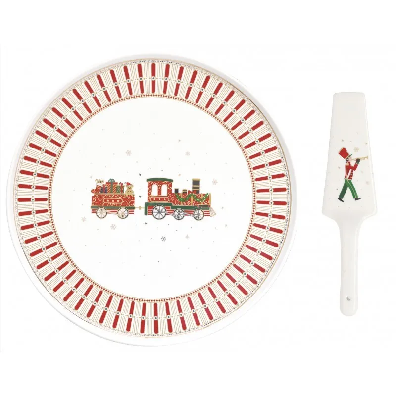 Easy Life POLAR EXPRESS Piatto Torta 32 cm con Paletta Solo Oggi