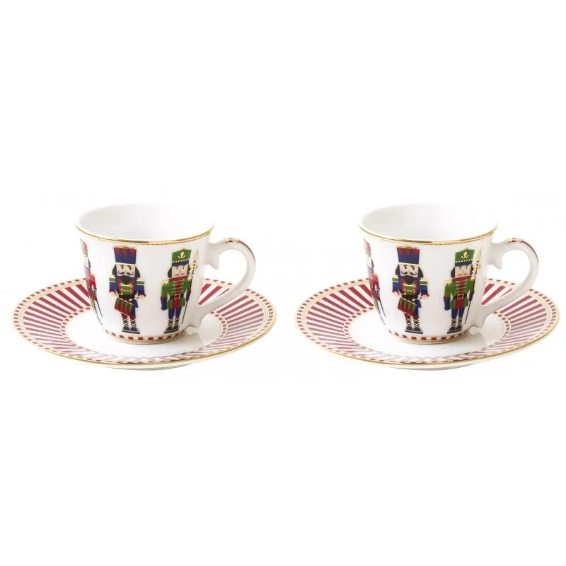 Offerta Easy Life NUTCRACKERS Set 2 Tazze Caffè con Piattino