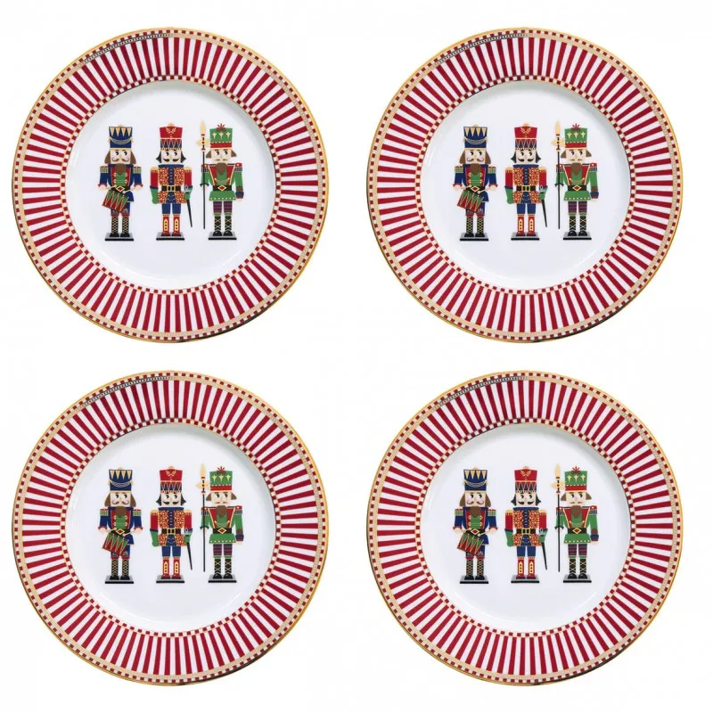 Pagamento Sicuro Easy Life NUTCRACKERS Set 4 Piatti Dessert 19 cm Porcellana